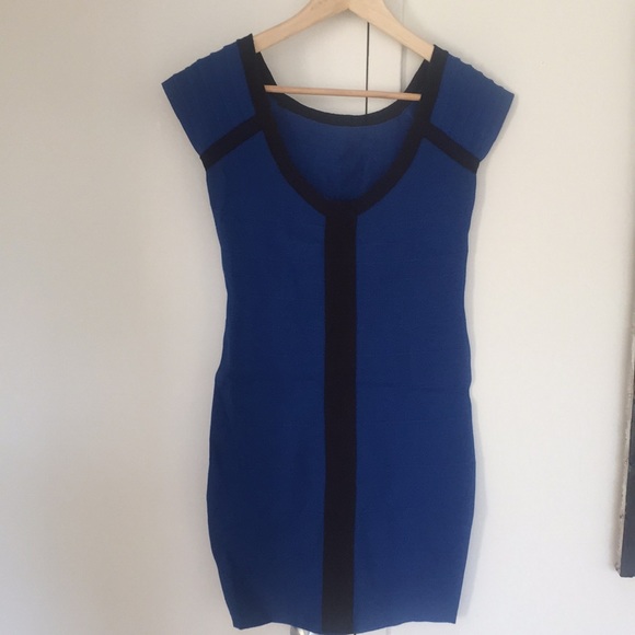 Blue Bandage Dress w/ Black stripe - Picture 2 of 2